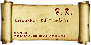 Haidekker Kálmán névjegykártya